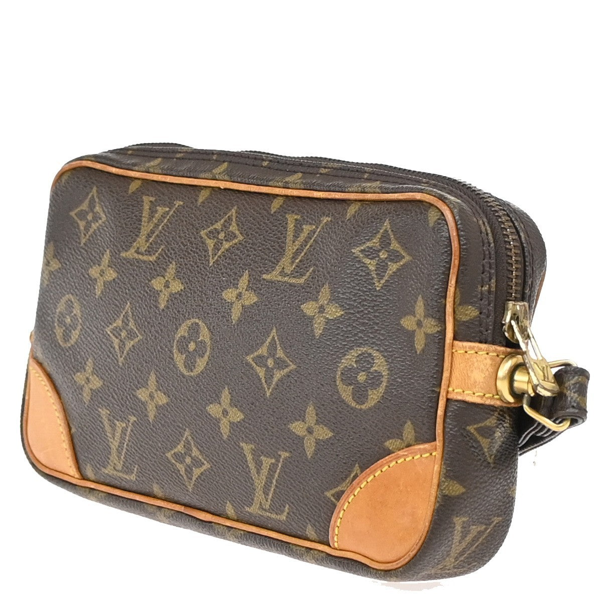 Louis Vuitton Marly Dragonne Clutch Monogram Canvas, BROWN, LEATHER, Clutche & pouche