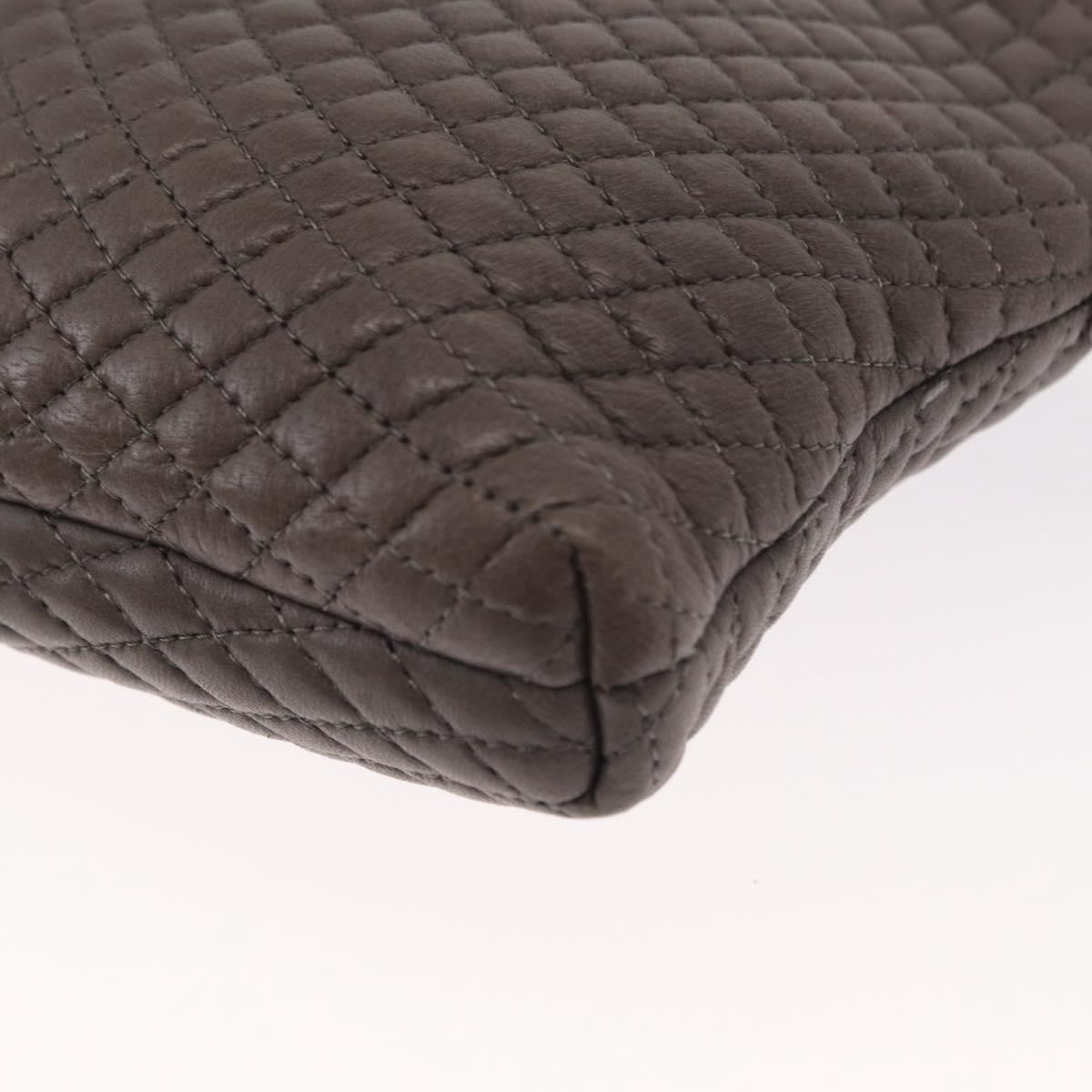 Bally Vintage Chain Shoulder Bag Quilted Leather, GRAY, LEATHER, Shoulder bag