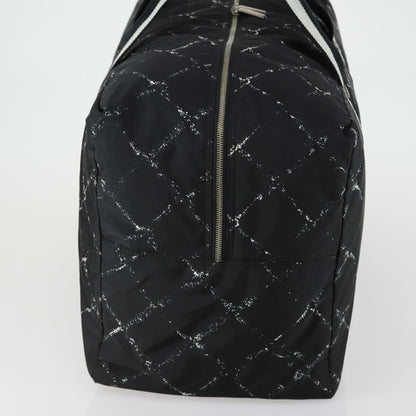 Chanel Travel Line Boston Bag Printed Nylon, BLACK, NYLON, Travel bag