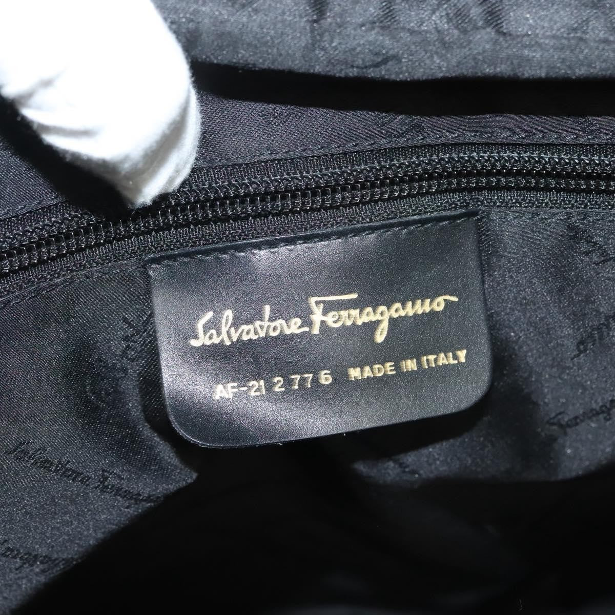 Salvatore Ferragamo Gancini handbag Canvas and Leather, NAVY, CANVAS, Handbag