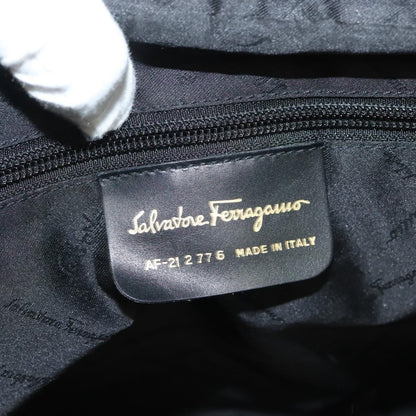 Salvatore Ferragamo Gancini handbag Canvas and Leather, NAVY, CANVAS, Handbag