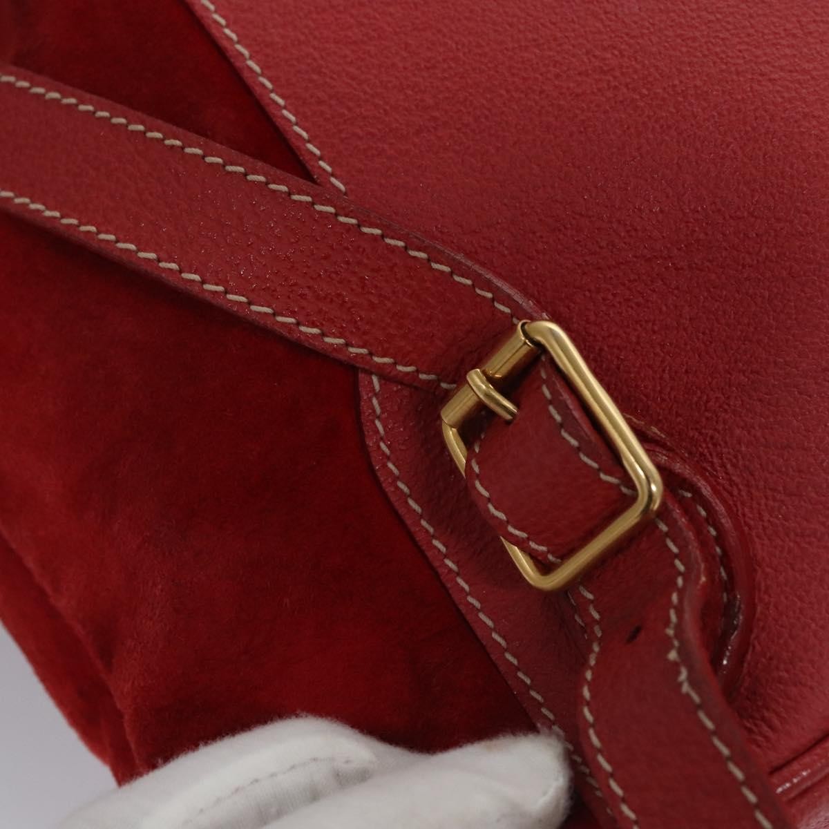 Gucci Vintage Bamboo Backpack Suede and Leather, Red, Suede, Backpack