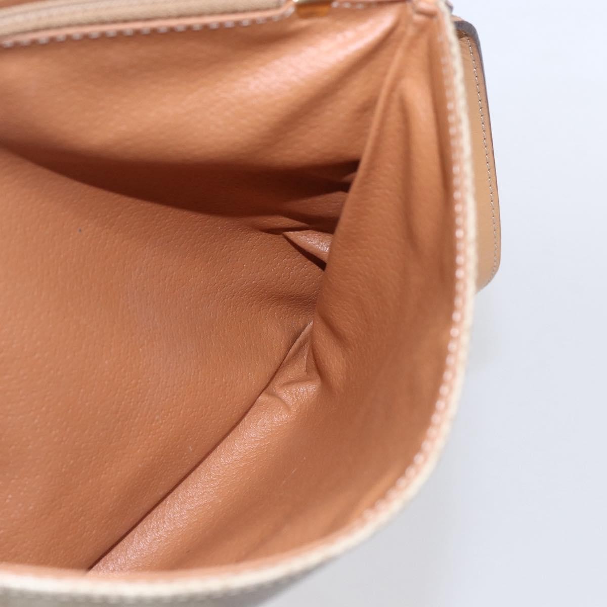 Celine Vintage Macadam Shoulder Bag Canvas and Leather, BEIGE, CANVAS, Shoulder bag