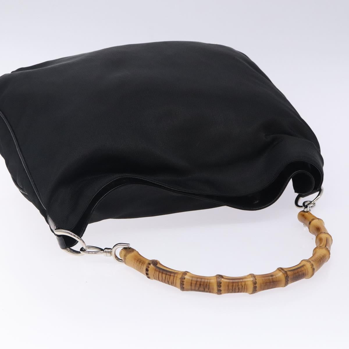 Gucci Vintage Bamboo Shoulder Bag Nylon, BLACK, NYLON, Shoulder bag