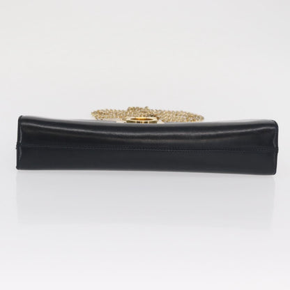 Salvatore Ferragamo Vintage Gancini Chain Shoulder Bag Leather, NAVY, LEATHER, Shoulder bag