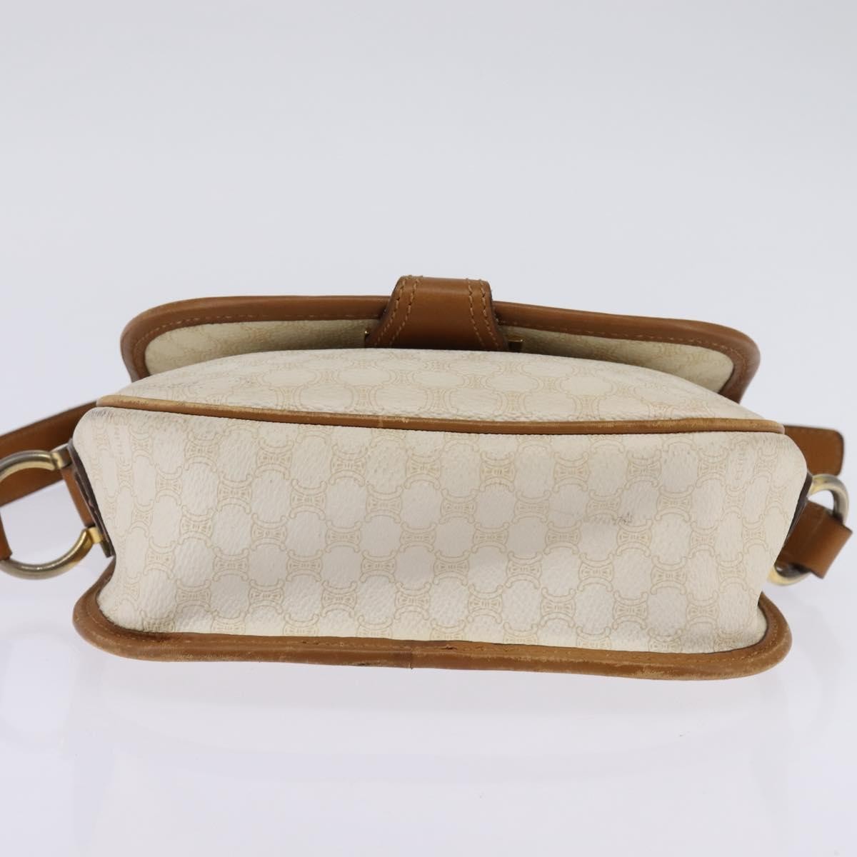 Celine Vintage Macadam Shoulder Bag Canvas and Leather, ECRU, CANVAS, Shoulder bag