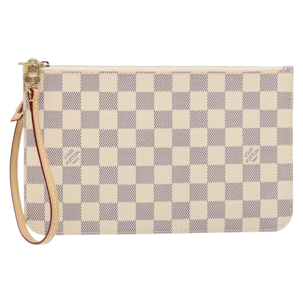 Louis Vuitton Neverfull Pochette Damier, WHITE, CANVAS, Tote bag