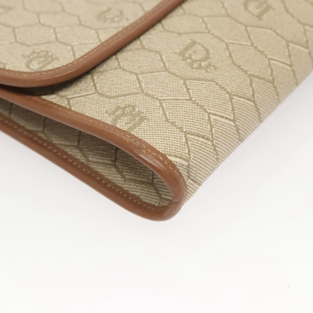 Christian Dior Vintage Honeycomb chain Canvas, BEIGE, CANVAS, Handbag