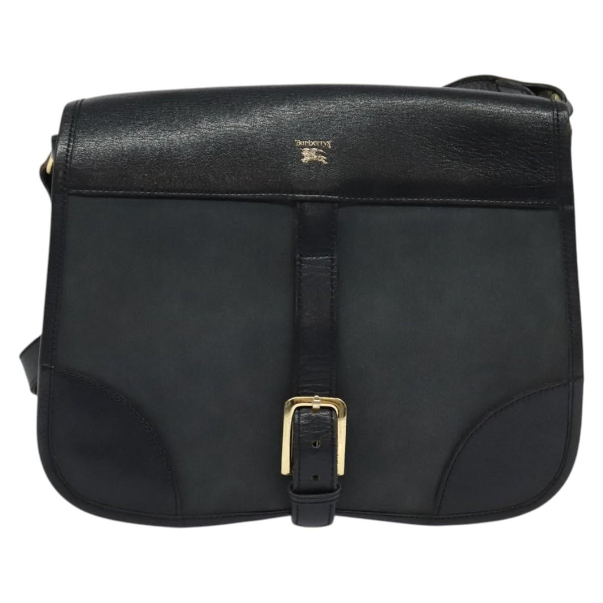 Burberry Flap Shoulder Bag Leather, NAVY, LEATHER, Shoulder bag