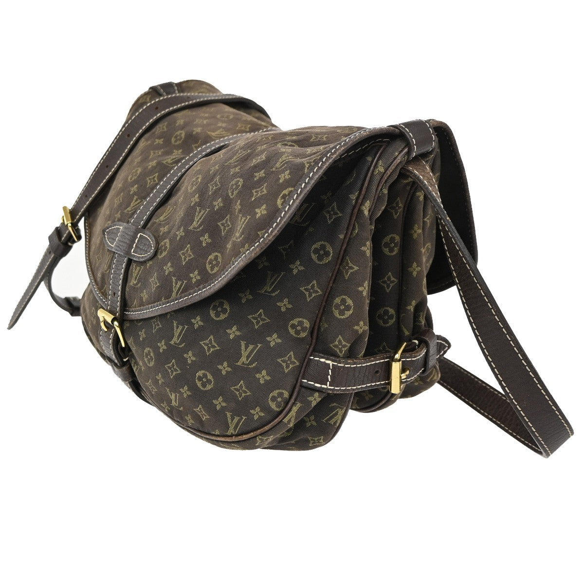 Louis Vuitton Saumur Handbag Mini Lin, BROWN, CANVAS, Shoulder bag