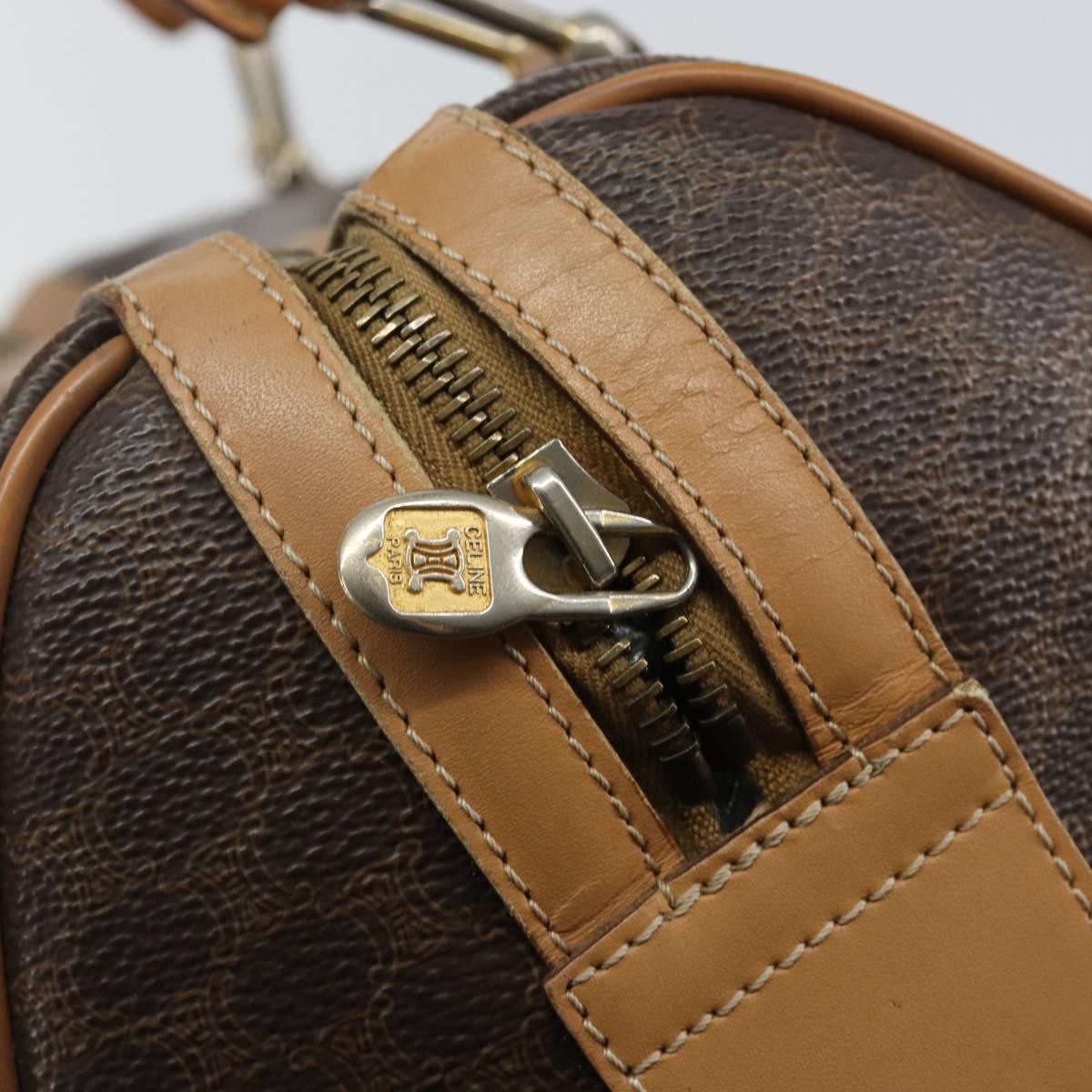Celine Macadam Handbag Macadam with leather, BROWN, CANVAS, Handbag
