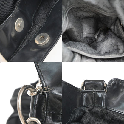 Gucci Vintage Bamboo Handle Open Hobo Nylon, BLACK, NYLON, Shoulder bag
