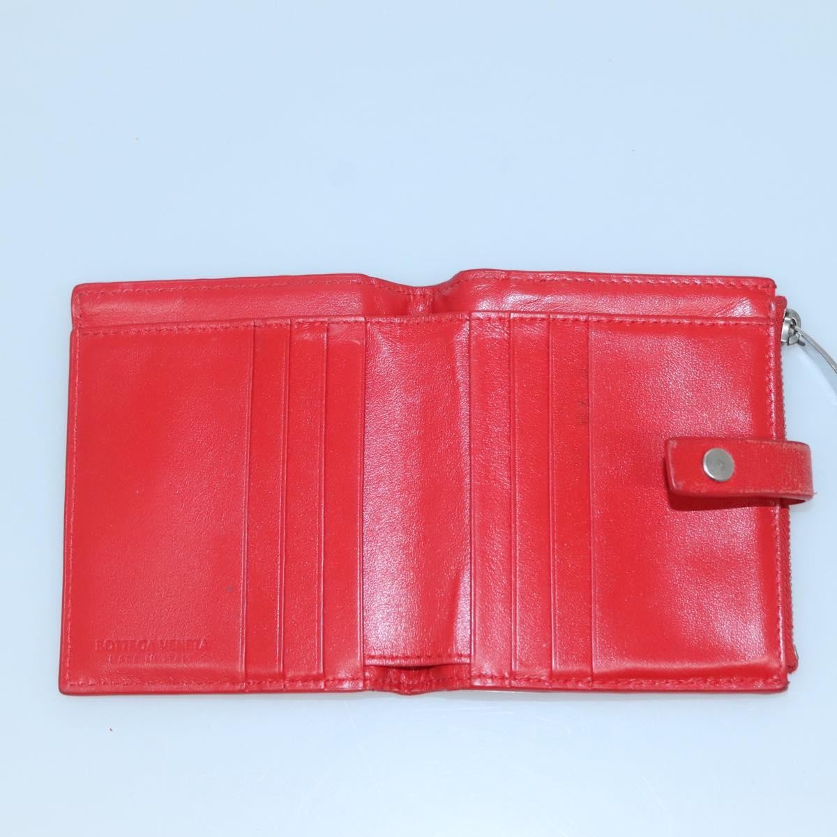 Bottega Veneta Bifold Coin Pocket Card Holder Intrecciato Nappa, RED, LEATHER, Wallets