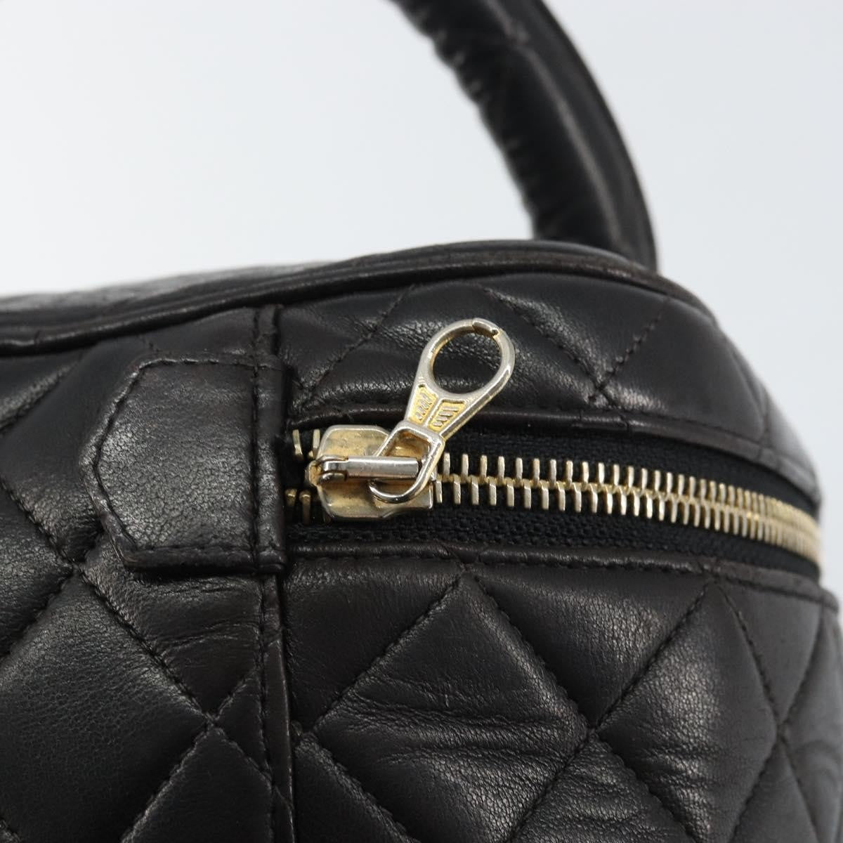 Chanel Vintage Cosmetic Case Quilted Lambskin, BLACK, LEATHER, Handbag