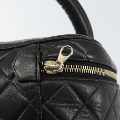 Chanel Vintage Cosmetic Case Quilted Lambskin, BLACK, LEATHER, Handbag