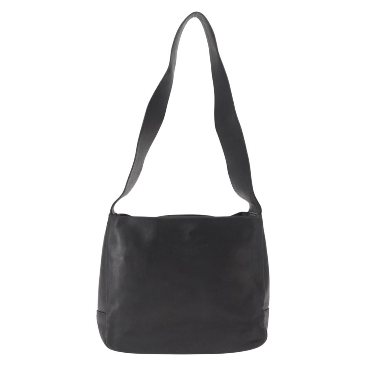 Salvatore Ferragamo Gancini Shoulder Bag Leather, BLACK, LEATHER, Shoulder bag