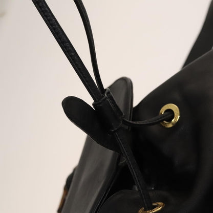 Gucci Vintage Bamboo Backpack Leather, Black, Leather, Backpack