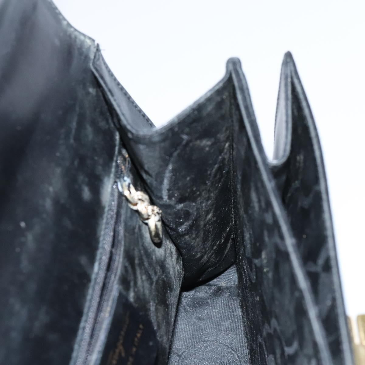 Salvatore Ferragamo Gancini Convertible Top Handle Bag Leather, BLACK, LEATHER, Handbag