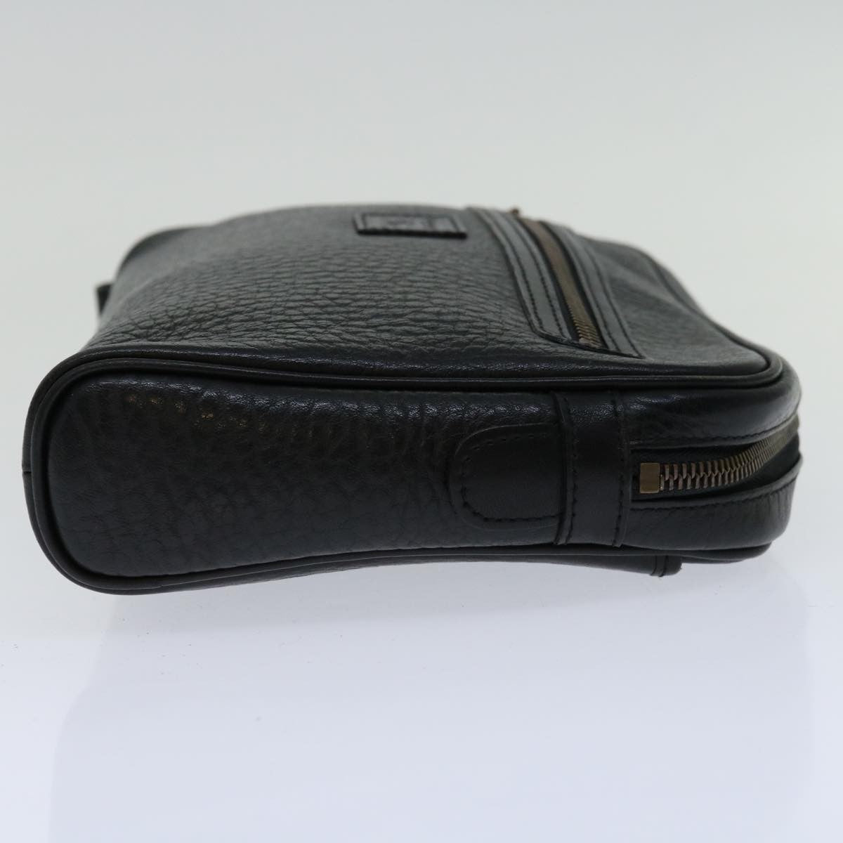 Burberry Zip Clutch Leather, BLACK, LEATHER, Clutche & pouche