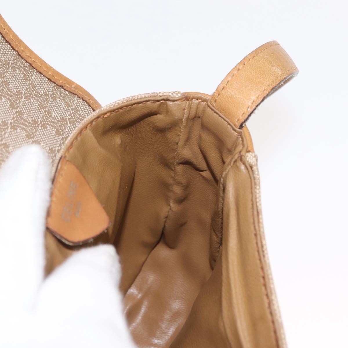 Celine Vintage Macadam Shoulder Bag Canvas and Leather, BEIGE, CANVAS, Shoulder bag