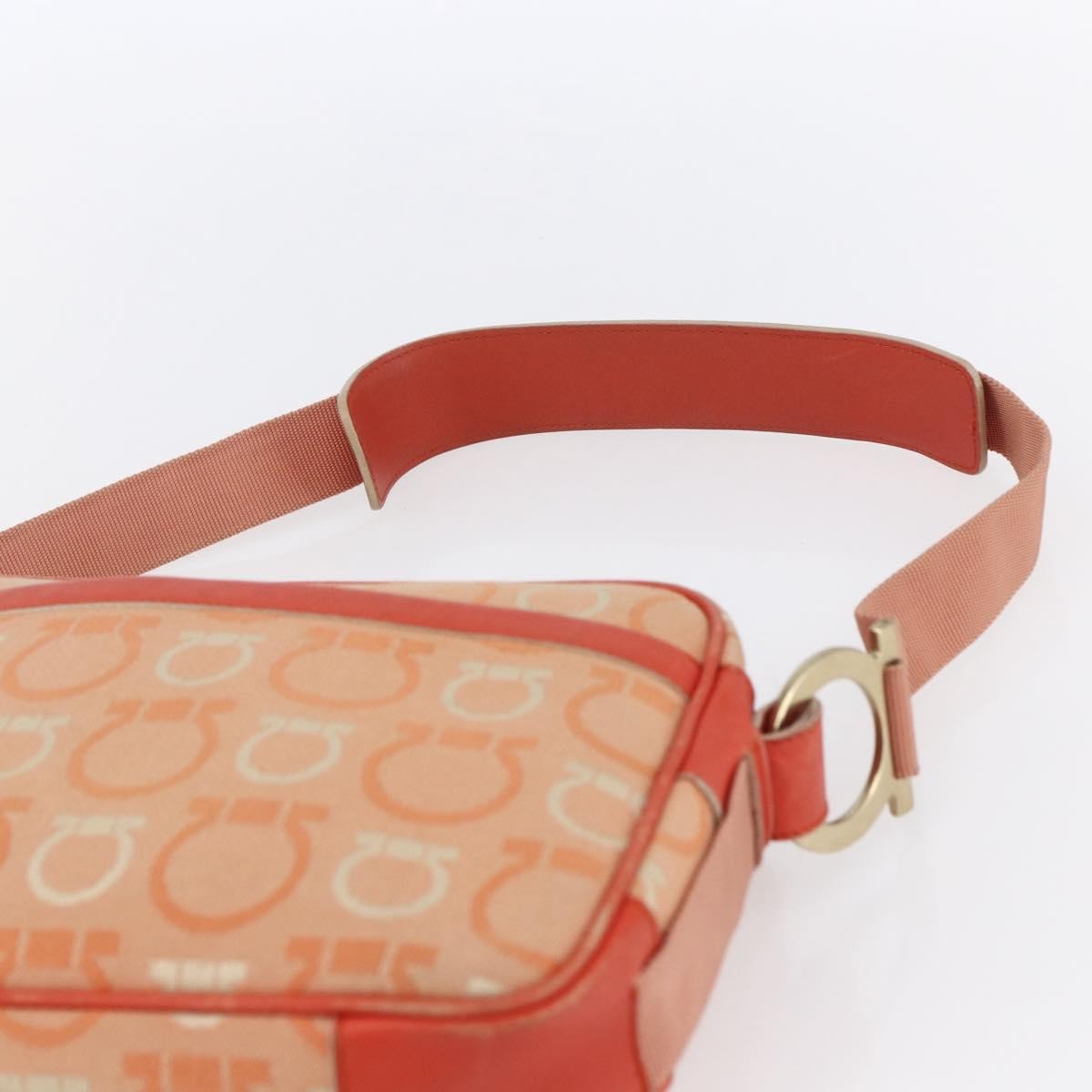 Salvatore Ferragamo Gancini Shoulder Bag Canvas, ORANGE, CANVAS, Shoulder bag