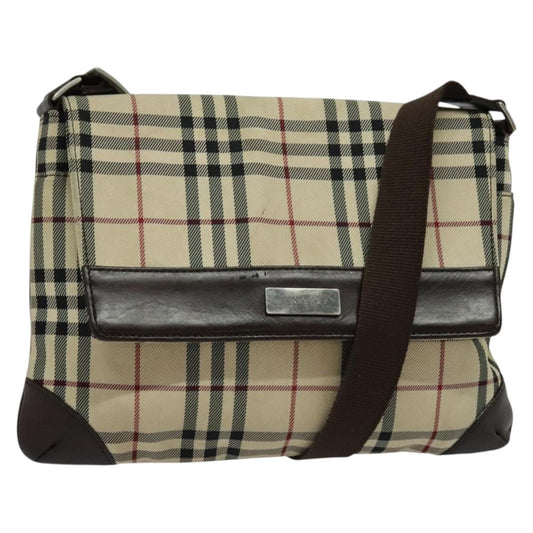 Burberry Vintage Flap Crossbody Bag Haymarket Canvas, BEIGE, NYLON, Shoulder bag