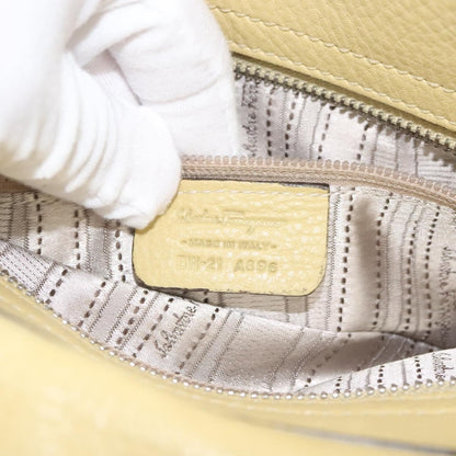 Salvatore Ferragamo Gancini handbag Leather, YELLOW, LEATHER, Handbag