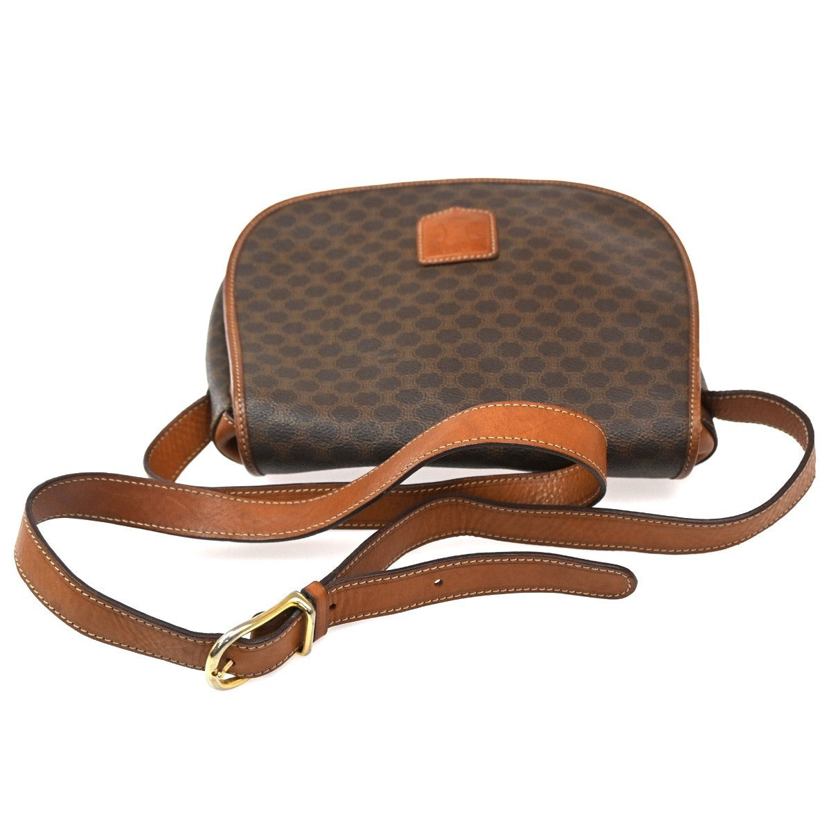 Celine Vintage Macadam Shoulder Bag Canvas and Leather, BROWN, CANVAS, Shoulder bag