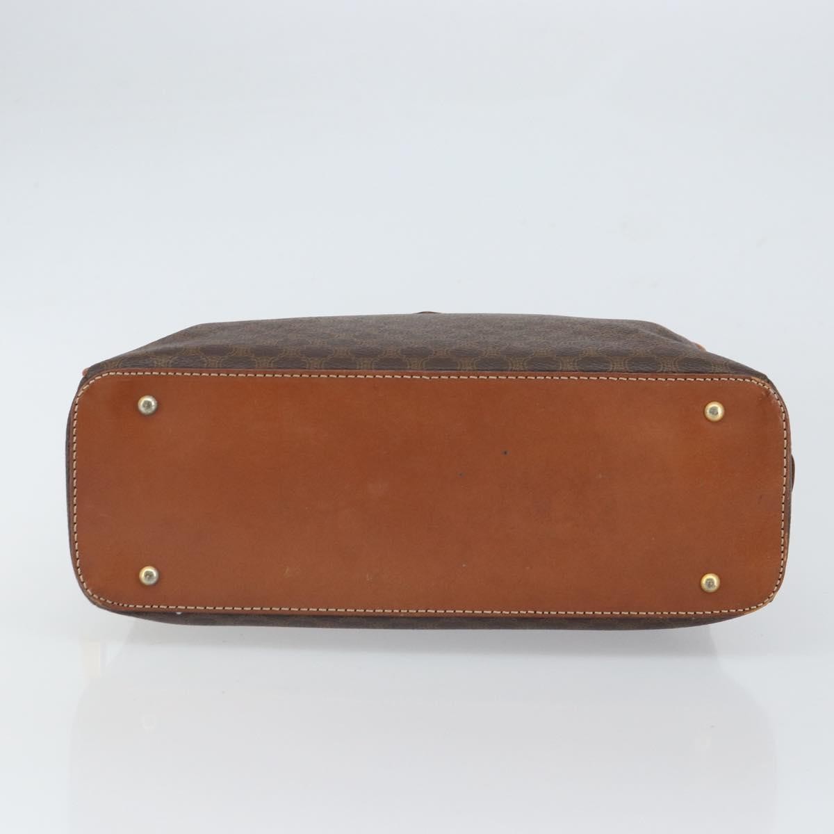 Celine Vintage Macadam Handbag Canvas and Leather, BROWN, CANVAS, Handbag