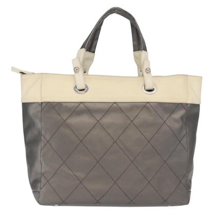 Chanel Biarritz Tote Nylon, SILVER, NYLON, Tote bag
