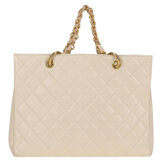 Chanel Vintage Grand Shopping Tote Quilted Calfskin, GOLD, LEATHER, Tote bag