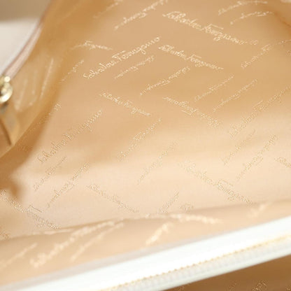 Salvatore Ferragamo Gancini Shoulder Bag Leather, BEIGE, LEATHER, Shoulder bag