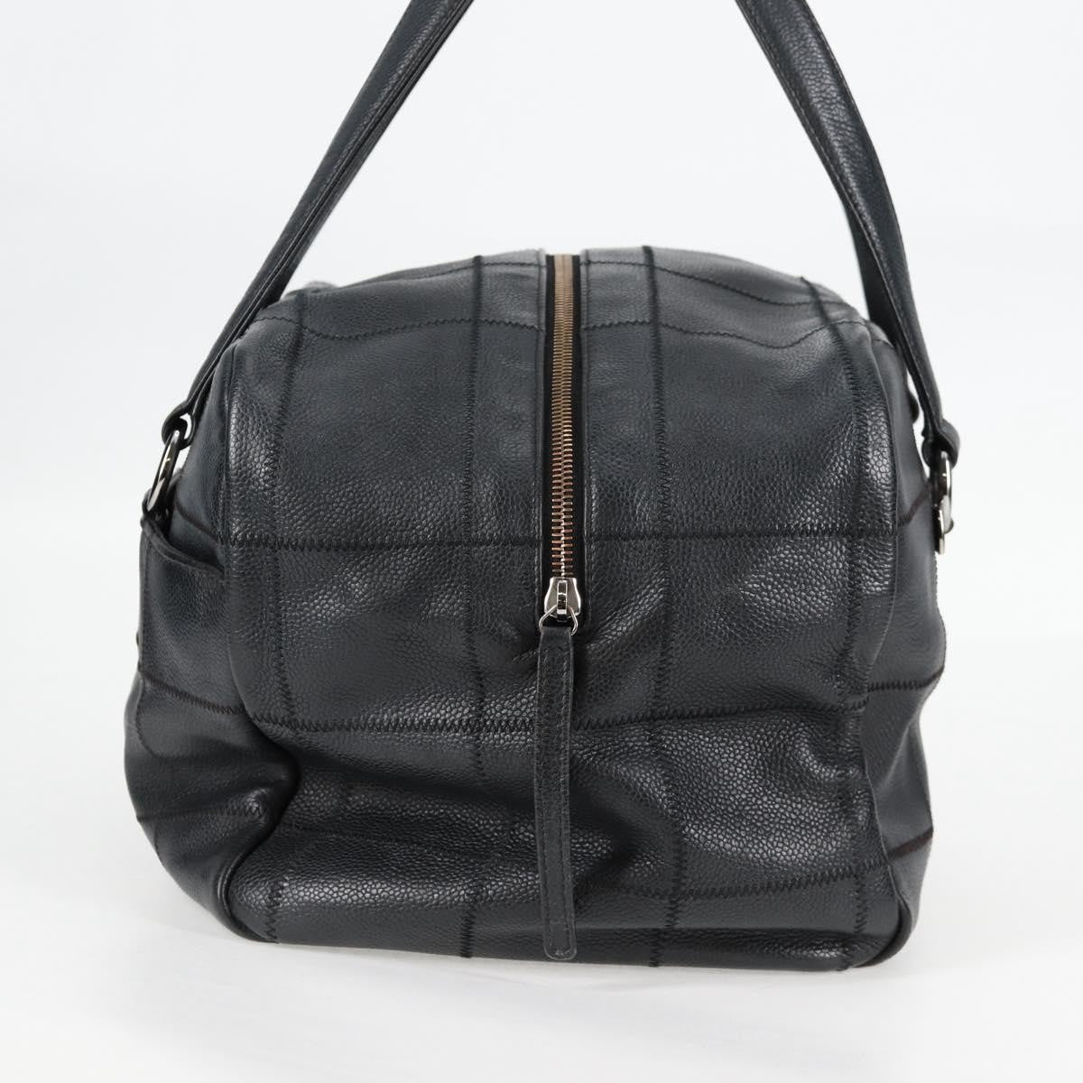 Chanel Square Stitch Shoulder Bag Quilted Caviar, BLACK, LEATHER, Shoulder bag