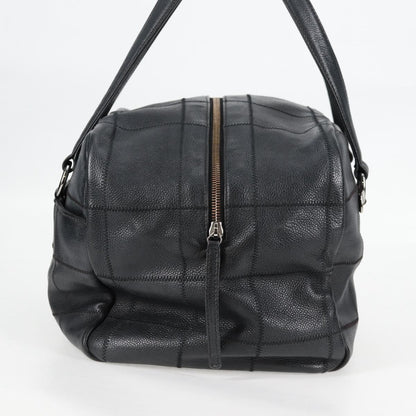Chanel Square Stitch Shoulder Bag Quilted Caviar, BLACK, LEATHER, Shoulder bag