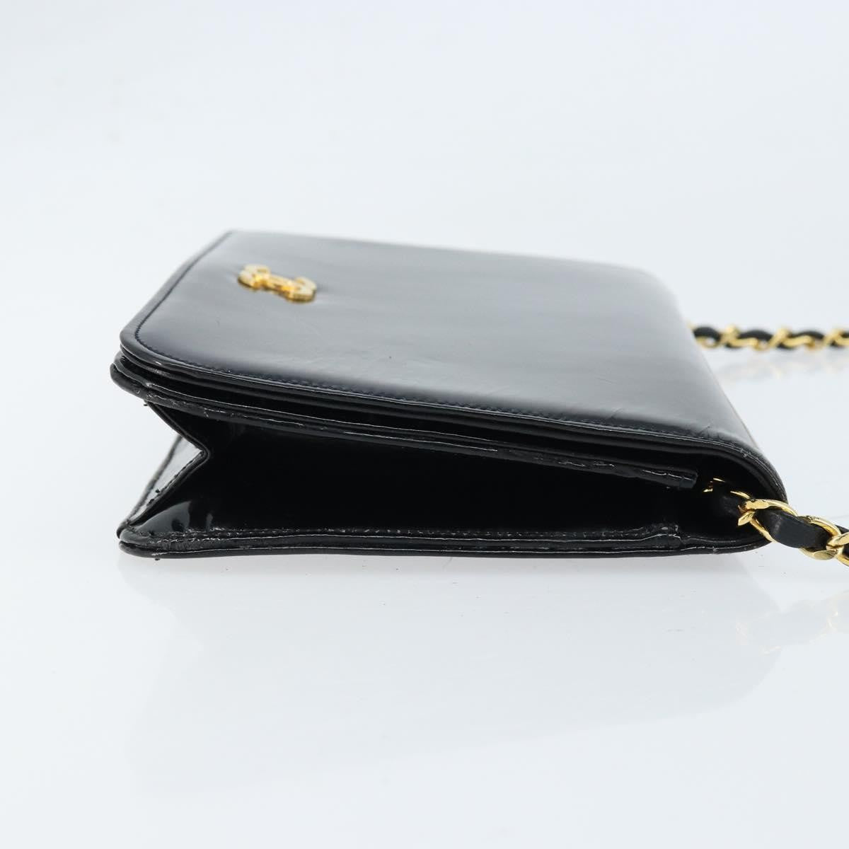 Chanel Wallet on Chain Quilted Patent, Black, Patent Leather, Shoulder Bag