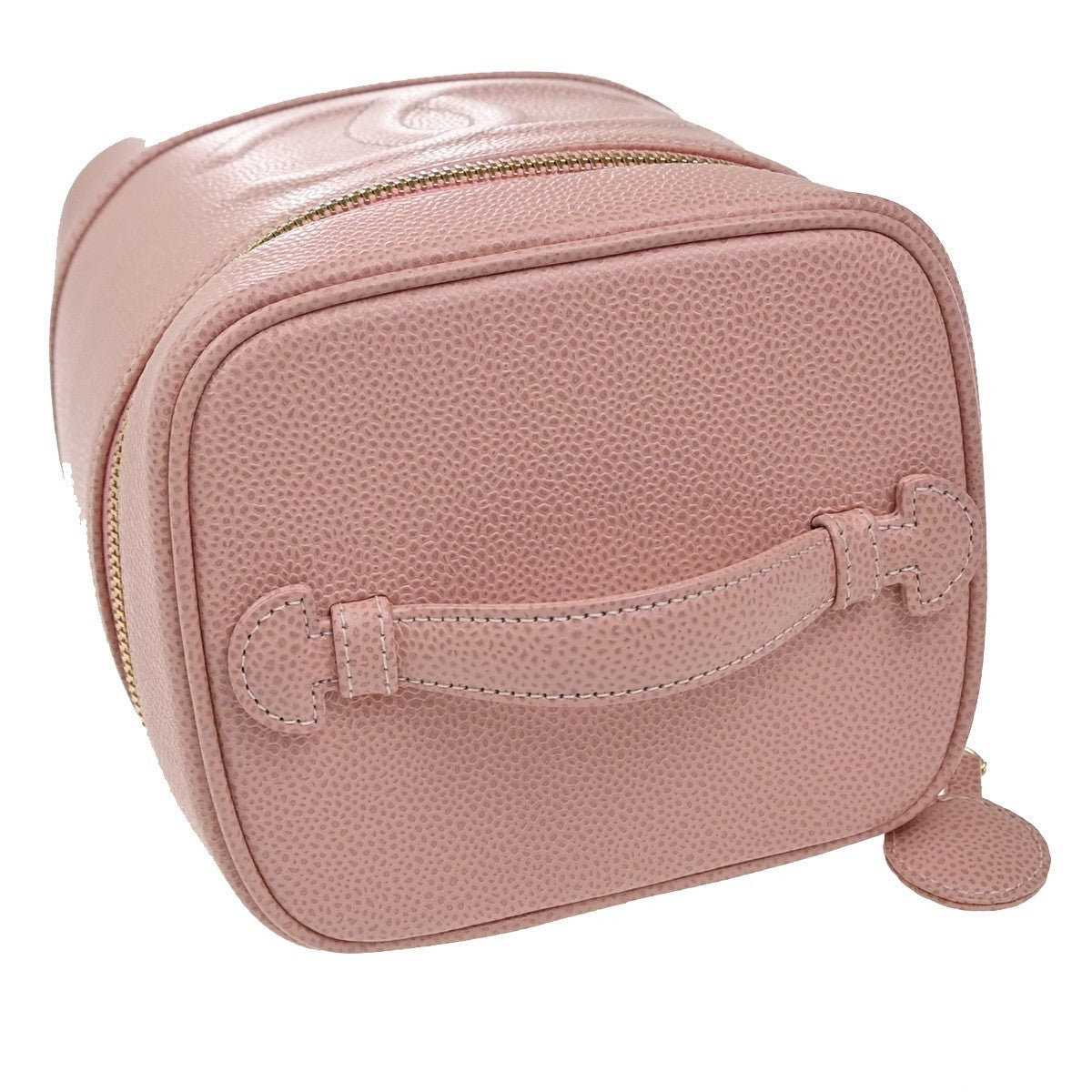 Chanel Vintage Timeless Cosmetic Case Caviar, PINK, LEATHER, Handbag