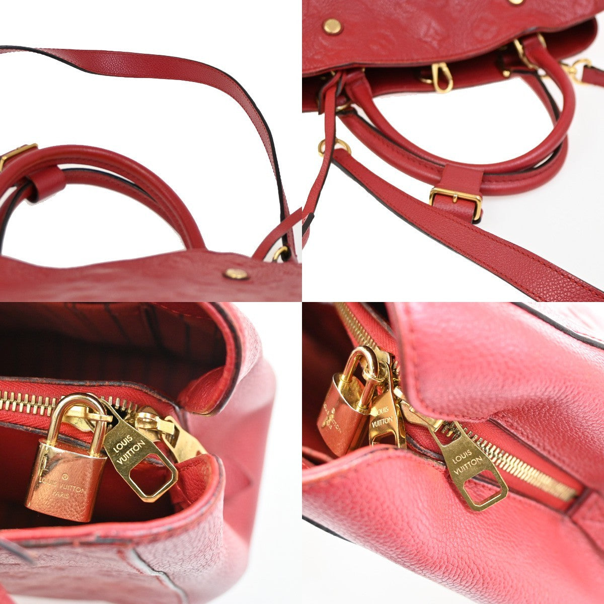 Louis Vuitton Montaigne Handbag Monogram Empreinte Leather, RED, LEATHER, Handbag