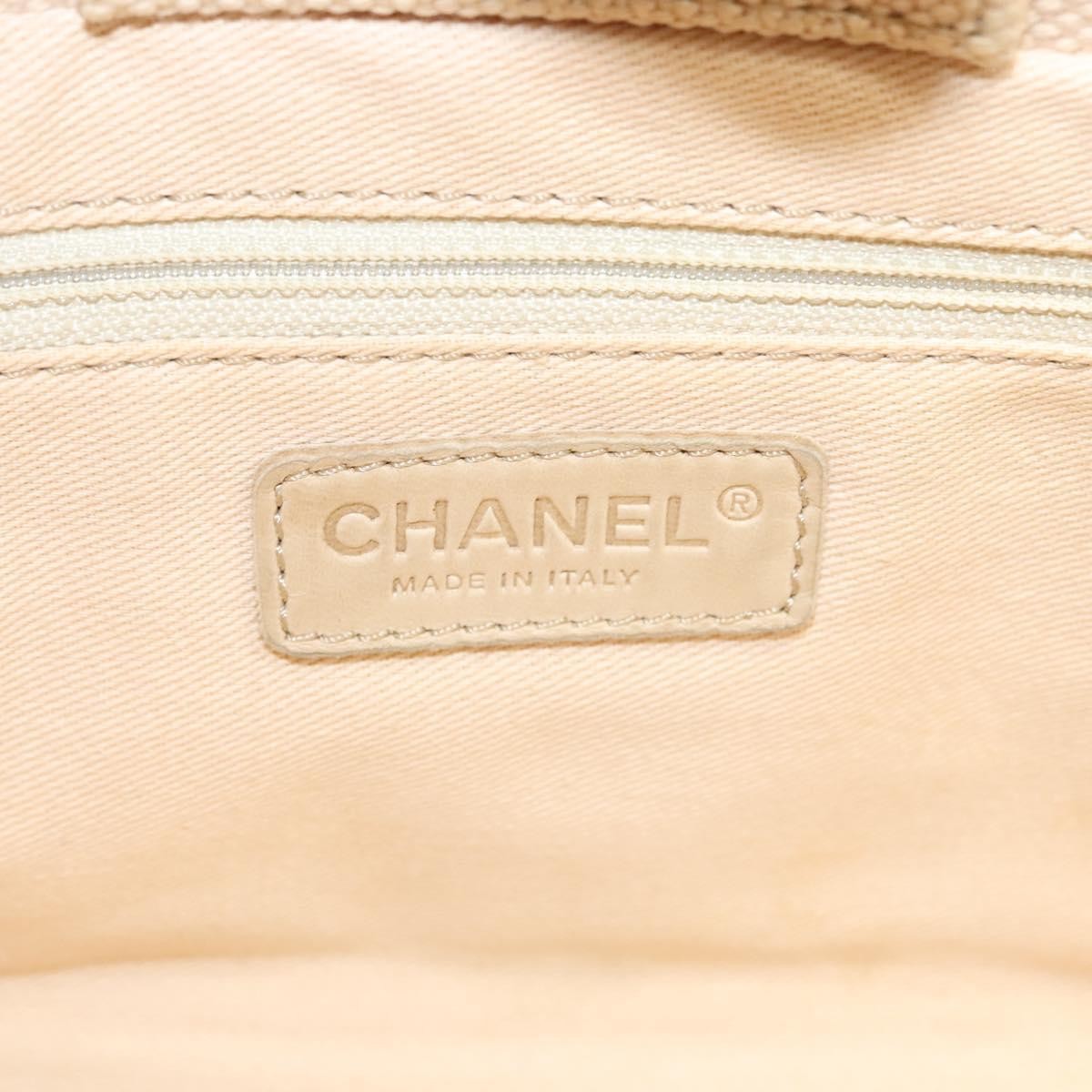 Chanel Vintage Chocolate Bar Tote Quilted Canvas, Beige, Canvas, Handbag