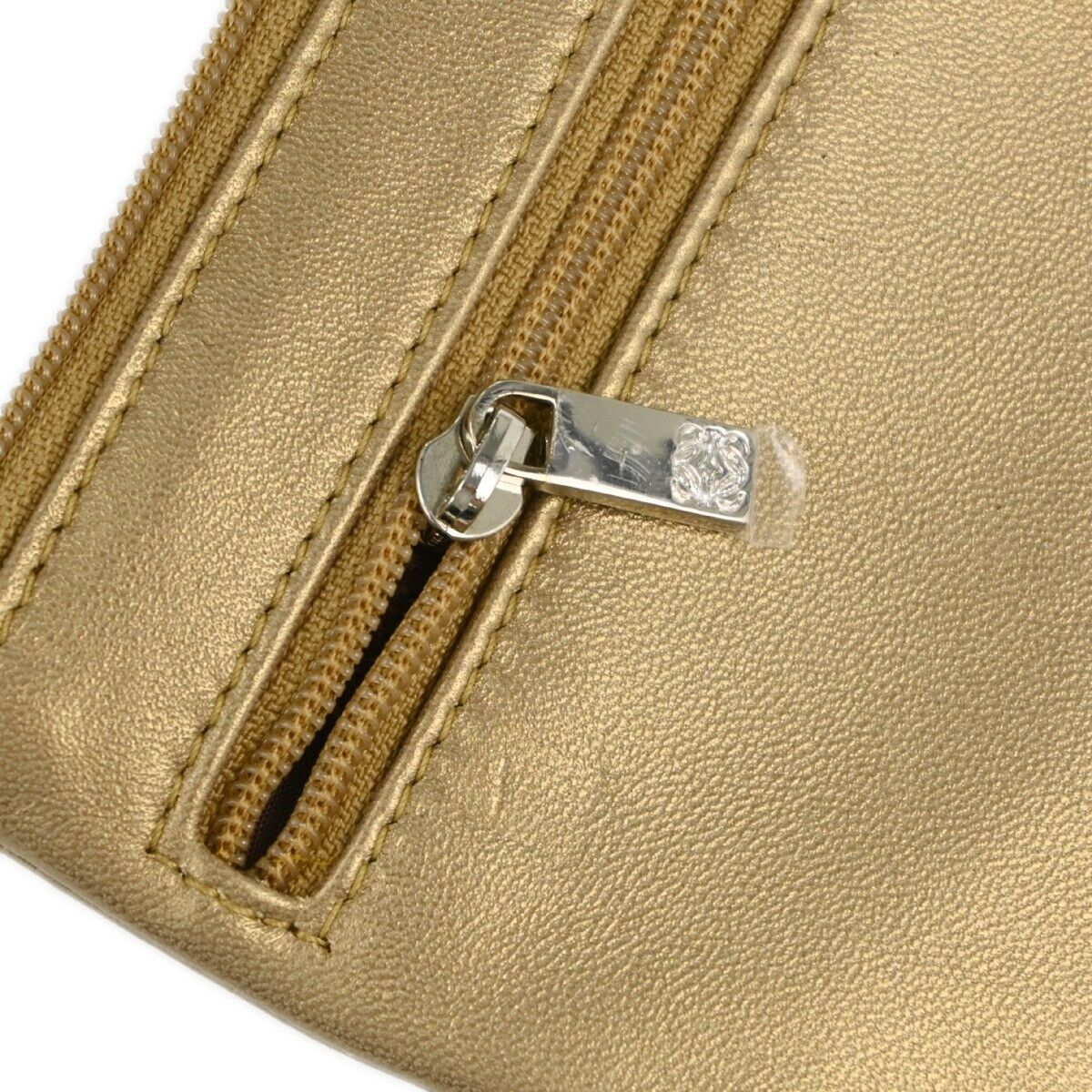 Loewe Anagram Clutch Bag Leather, GOLD, LEATHER, Clutche & pouche