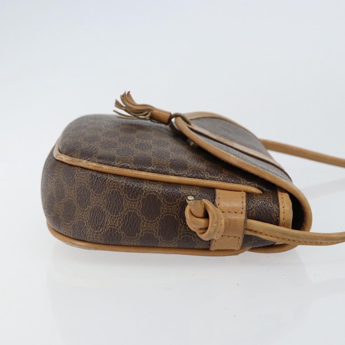 Celine Vintage Macadam Shoulder Bag Canvas and Leather, BROWN, CANVAS, Shoulder bag