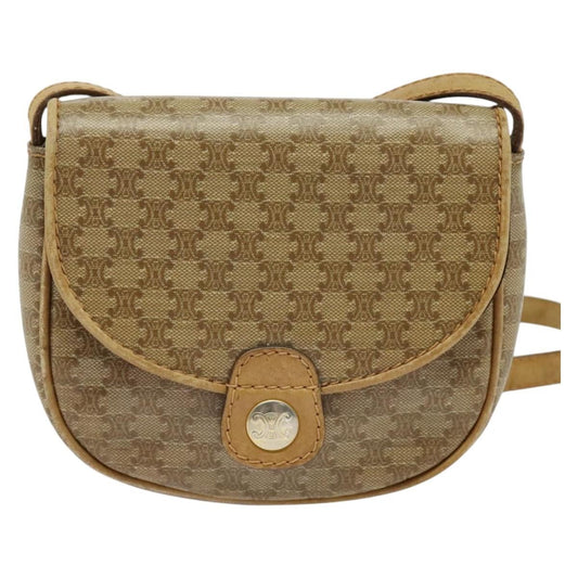 Celine Vintage Macadam Shoulder Bag Macadam Canva  Vinyl, BEIGE, PVC, Shoulder bag