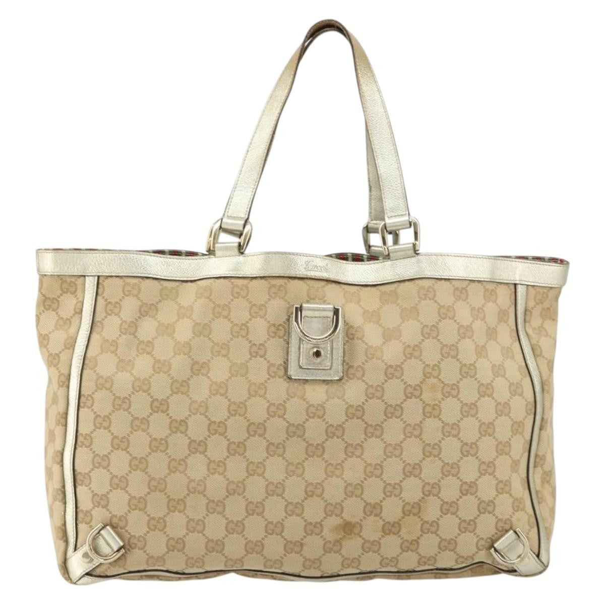 Gucci Abbey D-Ring Tote (Outlet) GG Coated Canvas, BEIGE, CANVAS, Tote bag