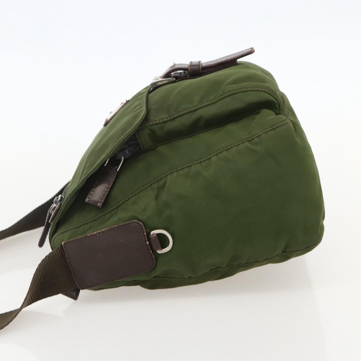 Prada Buckle Messenger Bag Tessuto, Green, Nylon, Shoulder Bag