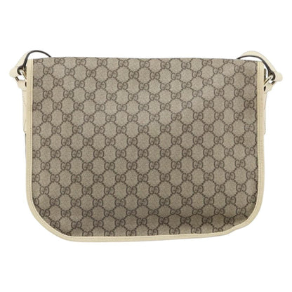 Gucci Double Buckle Flap Messenger Bag GG Coated Canvas with Leather, BEIGE, PVC, Shoulder bag