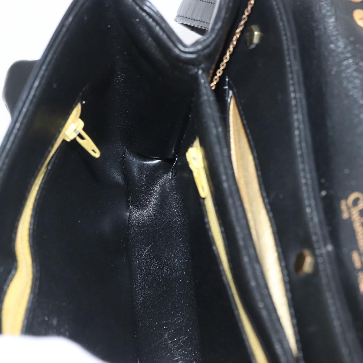 Christian Dior Vintage CD Logo Shoulder Bag Leather, BLACK, LEATHER, Shoulder bag