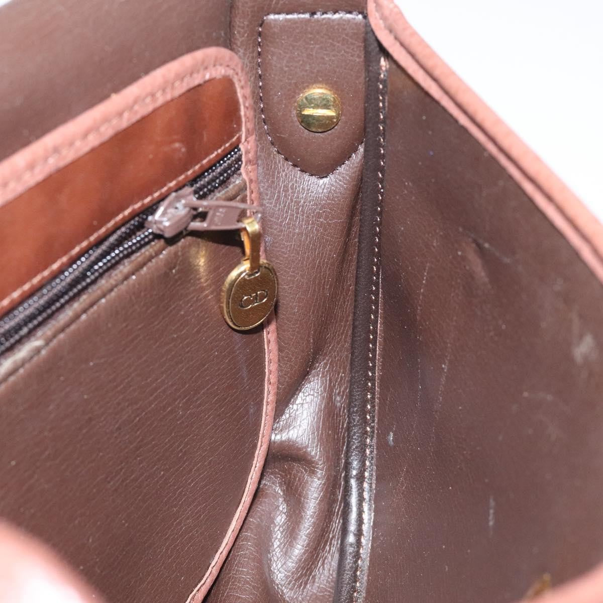 Christian Dior Vintage Shoulder Bag Leather, BROWN, LEATHER, Shoulder bag