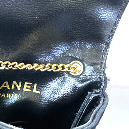 Chanel CC Logo Micro Matelasse Shoulder Bag Pouch Canvas, BLACK, CANVAS, Shoulder bag