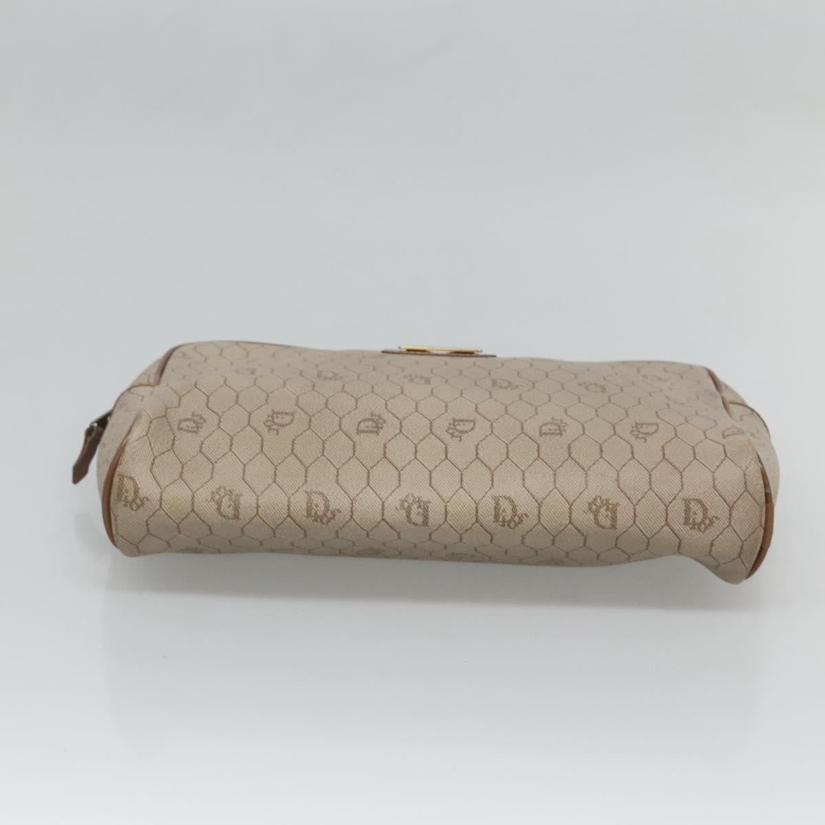 Christian Dior Vintage Honeycomb Zip Pouch Coated Canvas, BEIGE, CANVAS, Clutche & pouche