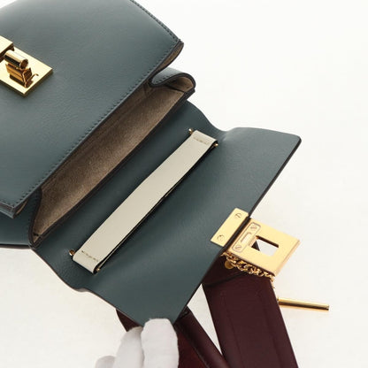 Chloe Drew Shoulder Bag Leather, BLUE, LEATHER, Shoulder bag