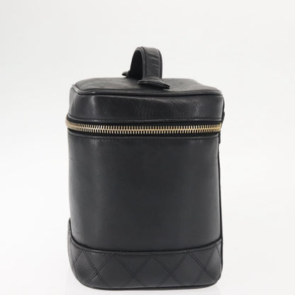 Chanel Vanity pouch Leather, BLACK, LEATHER, Toiletry Case